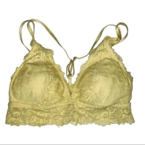 Aerie Wireless Lace Strappy Padded Bralette Yellow Size XS Brand New - Picture 1 of 8