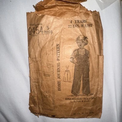 Home Journal Pattern 9454 Children’s Overall /Dungarees Vintage 1940s Or 1950s - Image 1 of 4