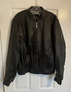 First Gear Mens Heavy Leather Motorcycle Jacket with Safety Seam Black size L - Picture 1 of 14