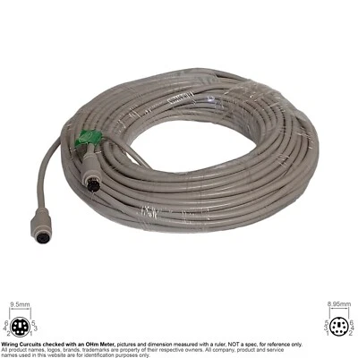 Cable PS2 Keyboard Mouse Extension Mini DIN 6-Pin Female Male 100FT #220887A - Image 1 of 2