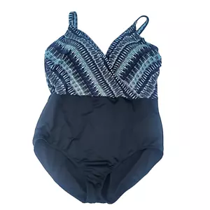 Dreamsuit By Miracle Brands One Piece Swimsuit 22W Blue, Navy Slimming Control - Picture 1 of 10