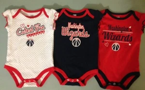 New! Washington Wizards Creeper Set One Piece Baby Outfit 3-pk Girls 3/6 Months - Picture 1 of 4