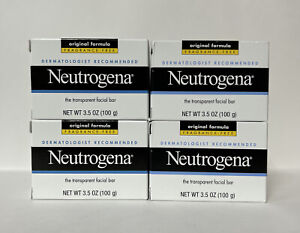 (4) Neutrogena Fragrance Free Transparent Face Cleansing Bar-3.5oz. Each