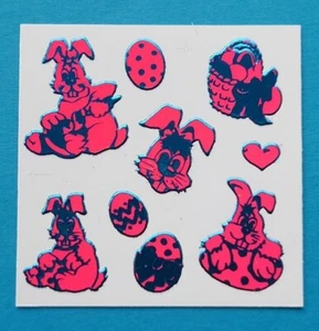 Stickeralbum Sticker Vintage 90er Jahre ZDesign Neon Pink Hasen Ostern - Bild 1 von 1