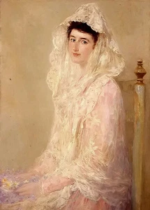 Oil painting jose benlliure y gil - retrato de maria benlliure ortiz young lady - Bild 1 von 1
