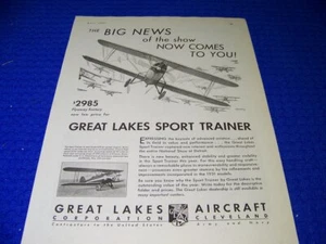 1931 GREAT LAKES SPORT TRAINER "BIG NEWS"..1-PAGE ORIGINAL SALES AD (447FF) - Picture 1 of 2