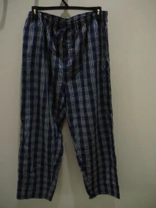 Falls Creek Men's Blue & White Plaid Drawstring Pajamas Lounger Pants-Size XL - Picture 1 of 5