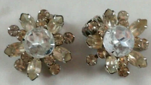 BeauJewel Clear Rhinestone Clip-On Earrings - Picture 1 of 10