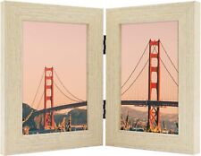 Frametory, 4x6 Double Picture Frame Hinged 2 Photos Frame Collage, Desk Picture 