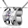 925 Sterling Silver Hollow Heart with Crystal Diamond Necklace Pendant Jewellery