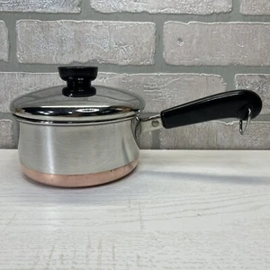 Vintage Revere Ware 1 Quart 1801 Kupferboden Kochtopf Topf mit Deckel Clinton, Ill. USA - Bild 1 von 15