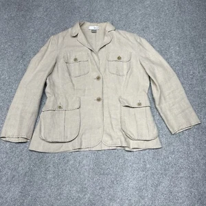 Spiegel Women's Blazer Size 14 Beige Linen Utility Relaxed Pockets Long Sleeve - Picture 1 of 12