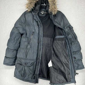 Brave Soul London Steppjacke Damen L grau Kunstfell Kapuze - Bild 1 von 15