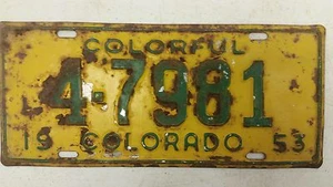 1953 COLORADO Colorful El Paso County License Plate 4-7981 - Picture 1 of 1