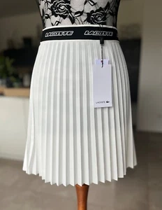¡NUEVO! Falda plisada LACOSTE Reg. €155,- Minifalda blanca negra cintura elástica - Imagen 1 de 6