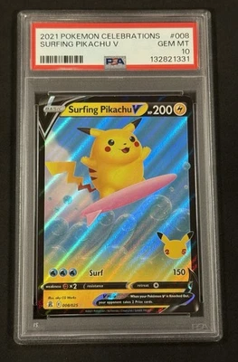 PSA 10 Surfing Pikachu V 008/025 Pokemon Celebrations English Fast Ship - image 1 of 2