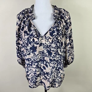Gilner Farrar Bluse Damen XS Blumenmuster Rüschen V-Ausschnitt 3/4 Arm Oberteil - Bild 1 von 15