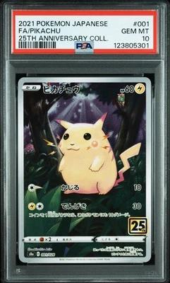 PSA 10 Pikachu 001/028 25th Anniversary Stamped s8a Pokemon Card Japanese 2021 - Image 1 of 3
