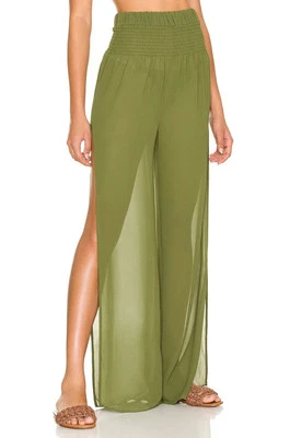 Camila Coelho Womens Revolve Nana Pants in Sage Green Size X-Small XS Leg Slits - Image 1 of 4