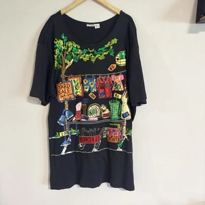 Vestido túnica vintage años 80 Bonjour lentejuelas VENTA DE PATIO de gran tamaño 3x arte con cuentas - Imagen 1 de 6