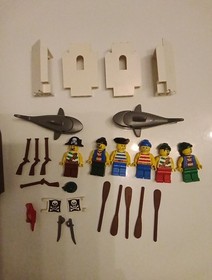 Lego Pirates Bundle Weapons Wall Ship Flag Gun Saber Flag Parrot Shark 