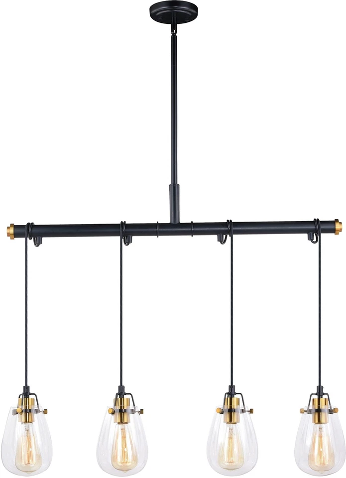 Vaxcel Lighting Kassidy 4 Light 33 Inch Black and Natural Brass Pendant Ceiling