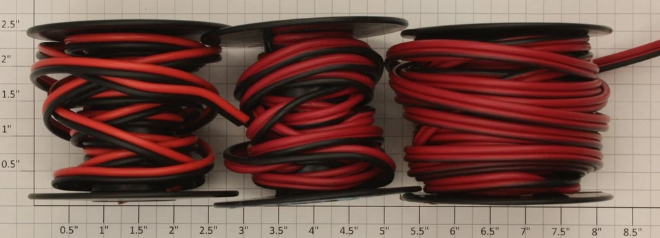 Radio Shack 0625-928 #18 calibre 2 conductores cable negro y rojo (paquete de 3) Foto 1 de 1