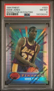 PSA 8 1994-95 FINEST REFRACTOR EDDIE JONES RC W/COATING #323 LAKERS FRESH GRADE - Picture 1 of 2
