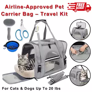 Airline Approved Pet Carrier Bag For Cats & Dogs Up to 20 LBs And Travel Kitten - Picture 1 of 7