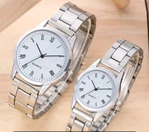 2pcs Fashion Students Zinc Alloy Roman Quartz Watches, Gift For Boys And Girls - Picture 1 of 4