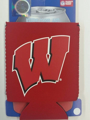 NCAA Wisconsin Badgers Can Cooler, Coozie, Koozie, NEW (Set of 2) Cover