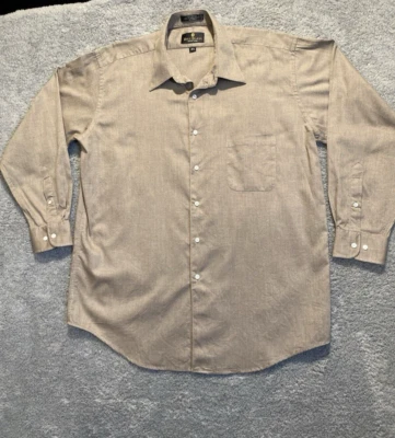 Bill Blass Dress Shirt Mens 16.5 32/33 Beige Brown Button Long Sleeve - Image 1 of 4