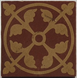Arts & Crafts 3" Red Encaustic Tile by Craven Dunnill & Co C1880 AE1 - Picture 1 of 3
