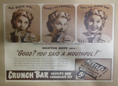 Nestle's Chocolate Ad: Martha Ray Says Good You Said It ! 1939  8 x 10 inches - Image 1 of 3