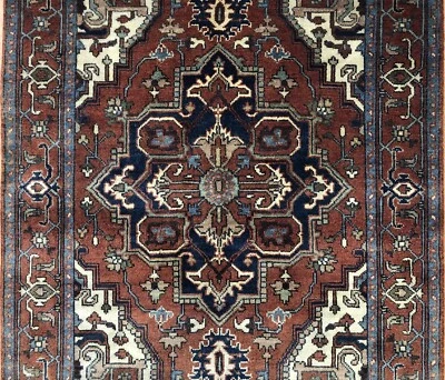 Intrincado indio - alfombra oriental vintage - alfombra tribal - 4 x 5,10 pies Foto 1 de 4