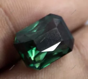 AAA Natural Indicolite Green Tourmaline Loose Emerald Cut Gemstone 12x10 MM - Picture 1 of 6