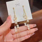 1pair Exquisite Pearl Long Pendant Earrings For Women Girls Sweet Stud Earring