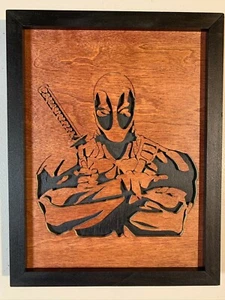 Unique Deadpool Scroll Saw Wood Art Ready To Hang - Picture 1 of 6