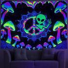 #F Mushroom Aliens Fluorescent Tapestry Wall Hanging Carpet Room Decor (145x130c