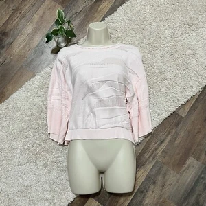 CAbi Size Medium Shy Pink Zebra Crewneck Boxy Cropped Pullover Sweater - Picture 1 of 6