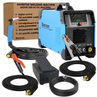 Sherman DIGITIG MULTIPRO AC/DC Schweißgerät IGBT 200amp 230V WIG - set nr.7 - Bild 1 von 4