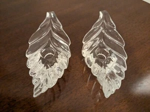 Vtg Crystal Leaf Candle Holder - Picture 1 of 5
