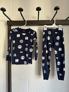 EUC Hanna Andersson Arctic Friends Long John Pajamas SIZE 100 US 4 Blue Animals - Picture 1 of 13