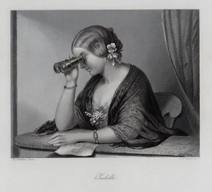 Frauen: Isabelle mit Opernglass. Originaler Stahlstich von Payne um 1850 - Picture 1 of 1
