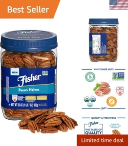 Premium 23 oz Resealable Jar of Chef's Naturals Raw Pecan Halves for Baking - Picture 1 of 8