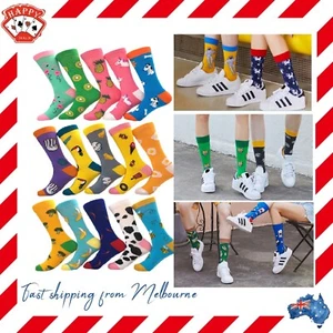6 Pairs Unisex Novelty Socks Cotton Funny Sox Men Women Crazy Crew Fancy Happy - Picture 1 of 13