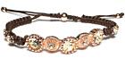 Vintage Jewelry Bracelet Signed Charming Charlie Stretch Rose Gold Tn Stones 31