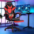 Gaming Chair With Footrest And Massage Pillow Black&red