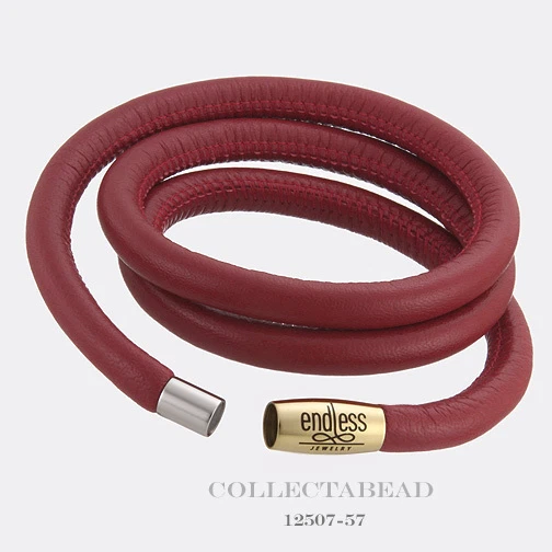 Auténtico Brazalete Triple Cuero Rojo Chapado en Oro Plateado Infinito 7.5" 12507-57 Foto 1 de 1