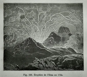 1880 Original Xilografia"ERUZIONE DELL'ETNA.nel 1754"CATANIA SICILY.Passepartout - Bild 1 von 1